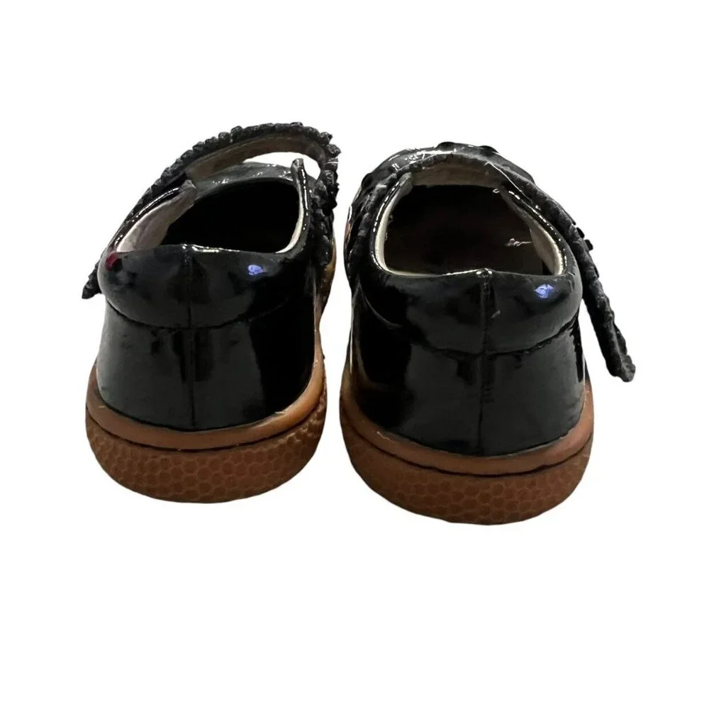 Livie & Luca Sz 9 Black Patent Leather Classic Ruche Mary Jane Shoes